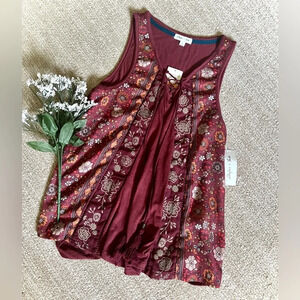 Skylar + Jade NWT Floral Criss Cross Lace-Up Tank Top - Small